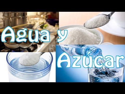 La formación de la mezcla de agua y azúcar